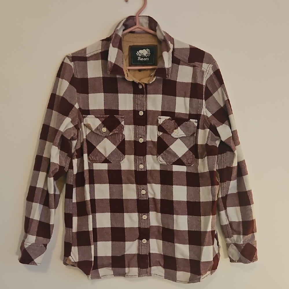 Roots Men's Maroon & White Plaid Button-Down Shirt